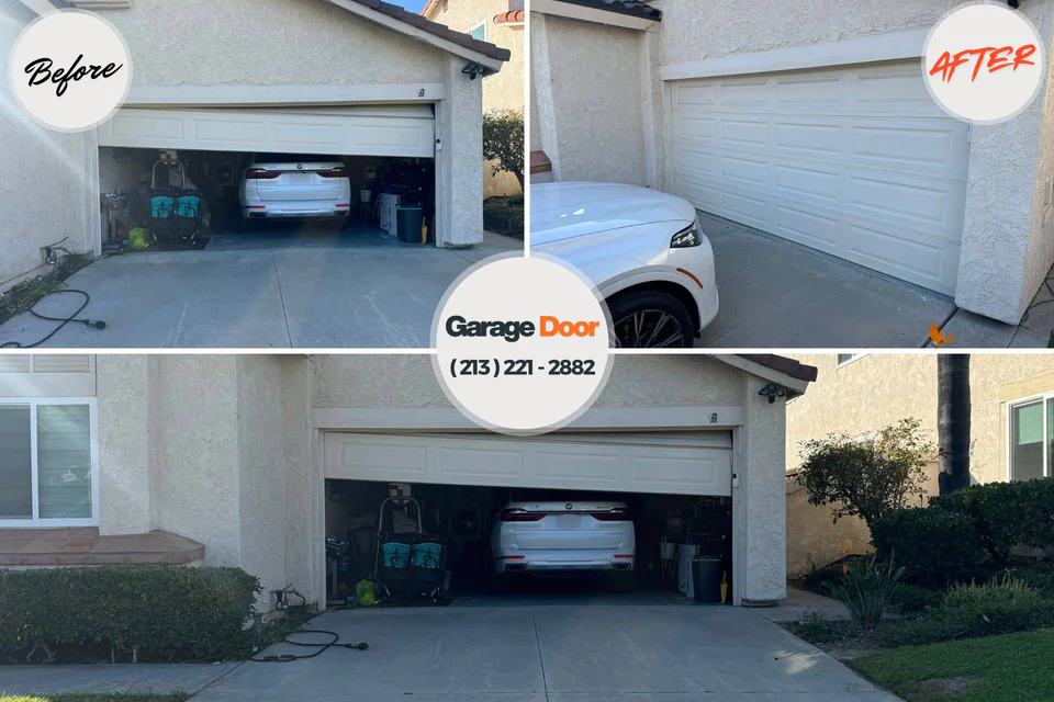 Before and after: garage door repair Lake Grove, NY